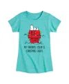 Peanuts Big Girls Snoopy Christmas House Graphic Short Sleeve Tee In Blue