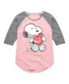 Peanuts Big Girls Snoopy Heart Graphic Raglan Top In Pink