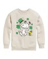 Peanuts Big Girls Snoopy St Patrick's Day Graphic Crew Fleece Sweatshirt In Beige