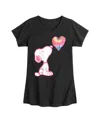 Peanuts Big Girls Snoopy Tie Dye Heart Graphic Short Sleeve Tee In Black