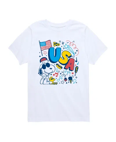 Peanuts Babies' Boys' Toddler 2t-5t Americana Doodles Short-sleeve Graphic T-shirt In White