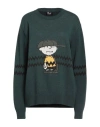 Peanuts By Schulz Woman Sweater Dark Green Size Xl Wool, Viscose, Polyamide, Cashmere In Green
