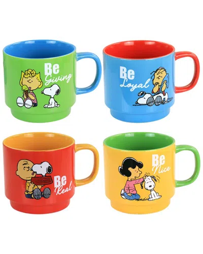 Peanuts Classic 4pc Stackable Mug Set With Metal Stand In Multi