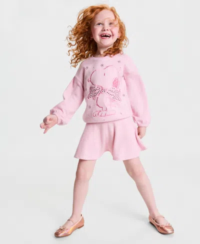 Peanuts Disney Girls' 2t-6x Snoopy Top And Skort, 2-piece Set In Light Coral