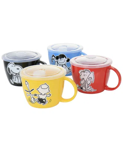 Peanuts Dnu  70th Anniversary 4pc Soup Bowl Set With Vented Lids