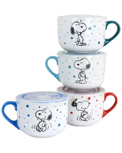 Peanuts Dnu  Freckled Joy 4pc Soup Cup & Lid Set