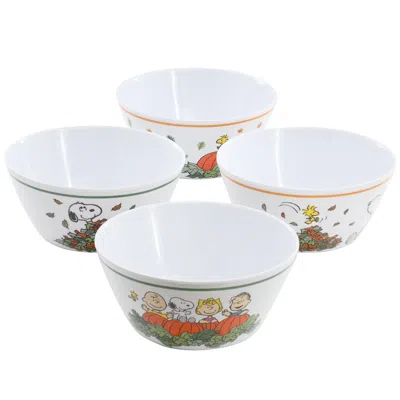 Peanuts Happy Fall 4 Piece 5.8 Inch Round Melamine Cereal Bowl Set In Assorted Designs
