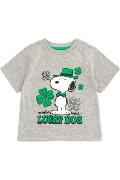 Peanuts Kids'  Holiday Short Sleeve Tee In Gray