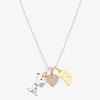 Peanuts Initial Womens Cubic Zirconia 10k Gold Over Brass Pure Silver Over Brass Heart 16 Inch Charm Pendant In Multi
