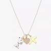 Peanuts Initial Womens Cubic Zirconia 10k Gold Over Brass Pure Silver Over Brass Heart 16 Inch Charm Pendant In Multi