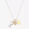 Peanuts Initial Womens Cubic Zirconia 10k Gold Over Brass Pure Silver Over Brass Heart 16 Inch Charm Pendant In Multi