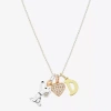 Peanuts Initial Womens Cubic Zirconia 10k Gold Over Brass Pure Silver Over Brass Heart 16 Inch Charm Pendant In Gold