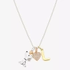 Peanuts Initial Womens Cubic Zirconia 10k Gold Over Brass Pure Silver Over Brass Heart 16 Inch Charm Pendant In Gold