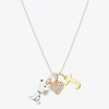Peanuts Initial Womens Cubic Zirconia 10k Gold Over Brass Pure Silver Over Brass Heart 16 Inch Charm Pendant In Gold