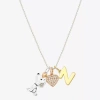 Peanuts Initial Womens Cubic Zirconia 10k Gold Over Brass Pure Silver Over Brass Heart 16 Inch Charm Pendant In Multi