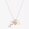 Peanuts Initial Womens Cubic Zirconia 10k Gold Over Brass Pure Silver Over Brass Heart 16 Inch Charm Pendant In Gold