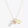 Peanuts Initial Womens Cubic Zirconia 10k Gold Over Brass Pure Silver Over Brass Heart 16 Inch Charm Pendant In Multi