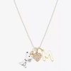 Peanuts Initial Womens Cubic Zirconia 10k Gold Over Brass Pure Silver Over Brass Heart 16 Inch Charm Pendant In Multi