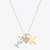 Peanuts Initial Womens Cubic Zirconia 10k Gold Over Brass Pure Silver Over Brass Heart 16 Inch Charm Pendant In Gold