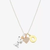Peanuts Initial Womens Cubic Zirconia 10k Gold Over Brass Pure Silver Over Brass Heart 16 Inch Charm Pendant In Multi