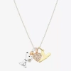 Peanuts Initial Womens Cubic Zirconia 10k Gold Over Brass Pure Silver Over Brass Heart 16 Inch Charm Pendant In Gold