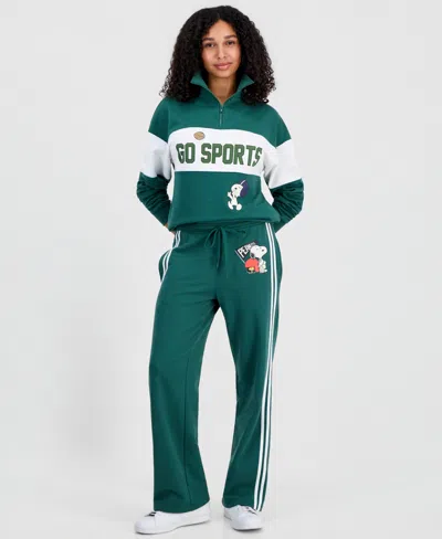 Peanuts Juniors' Snoopy Football Sweatpants In Hunter Green