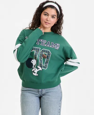 Peanuts Juniors' Snoopy Go Team Fleece Sweatshirt In Green