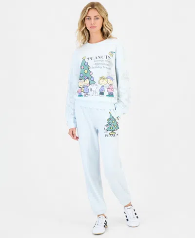 Peanuts Juniors' Xmas Holiday Fleece Joggers In Ice Melt