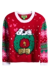 Peanuts Kids' Christmas Snoopy Love Sweater In Red