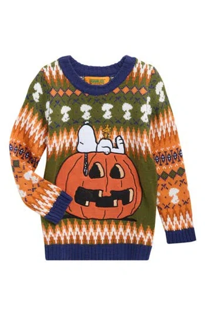 Peanuts Kids' Snoop Pumpkin Nap Sweater In Orange