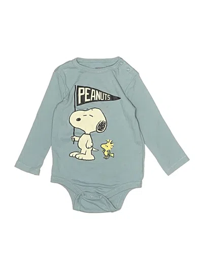 Pre-owned Peanuts Kids' Long Sleeve Onesie In Blue