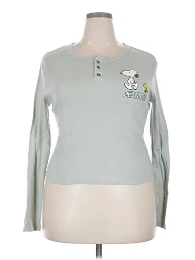 Pre-owned Peanuts Long Sleeve Top Gray Crew Neck Tops