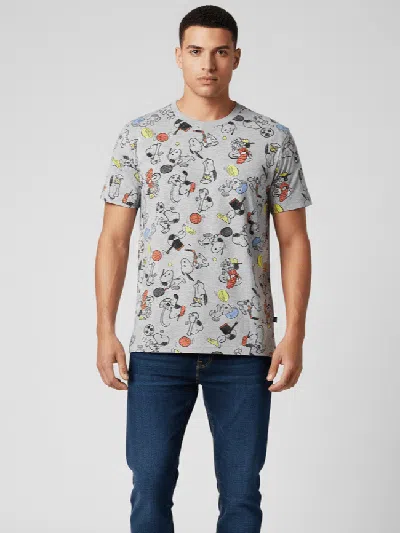 Pre-owned Peanuts Peanut Snoopy Fullprint Casual Shirt In Gray