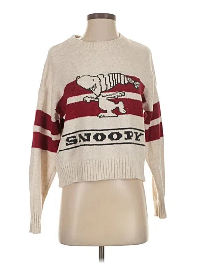 Pre-owned Peanuts Pullover Sweater In White