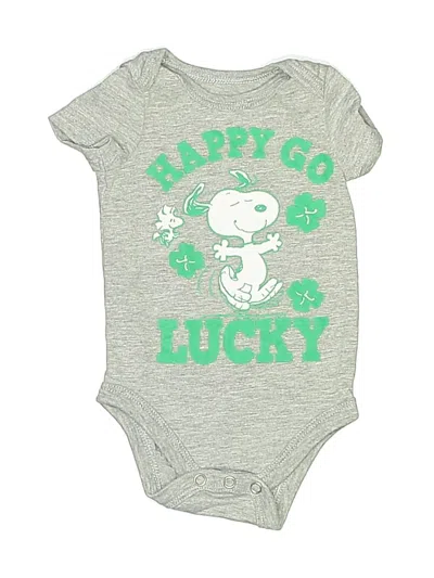 Pre-owned Peanuts Babies' Short Sleeve Onesie In Gray