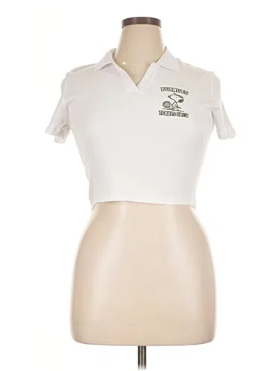 Pre-owned Peanuts Short Sleeve Polo Shirt In Ivory