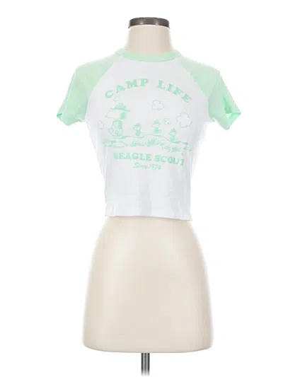 Pre-owned Peanuts Short Sleeve Top Green Mock Neckline Tops
