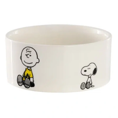 Peanuts Snack Time 6in Stoneware Pet Bowl In White