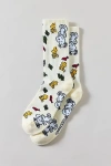 Peanuts Snoopy Allover Autumn Pattern Crew Sock In Cream, Men's At Urban Outfitters In White