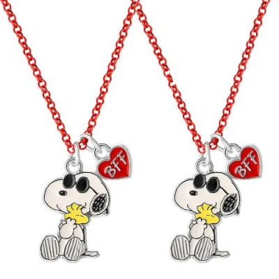 Peanuts Snoopy And Woodstock Bff Fashion, 2 Piece Necklace Set In Red
