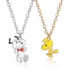 Peanuts Snoopy & Woodstock Bff Necklace Set In Gold