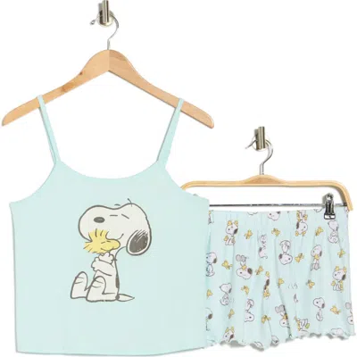Peanuts Snoopy & Woodstock Cami Pajamas In Blue