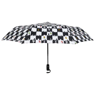 Peanuts Snoopy & Woodstock Checkerboard Automatic Umbrella - Black & White