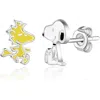 Peanuts Snoopy And Woodstock Mismatch Stud Earrings In Silver