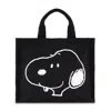 Peanuts Snoopy Black Sherpa Tote Bag With Trolley Strap In Black