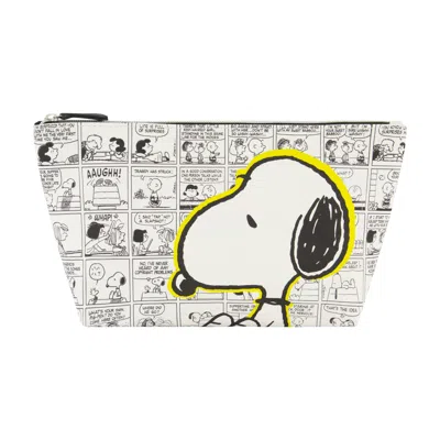 Peanuts Snoopy Comic Strip Trapezoid Cosmetic Travel Bag In Brown