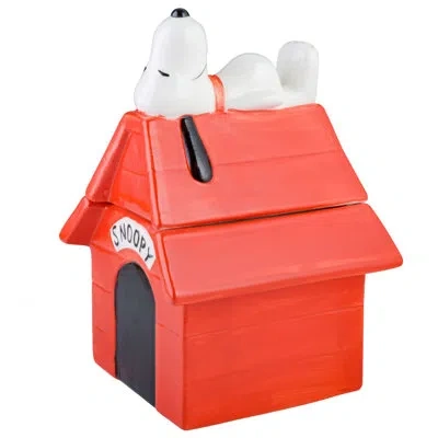 Peanuts Snoopy Cookie Jar In Red,white
