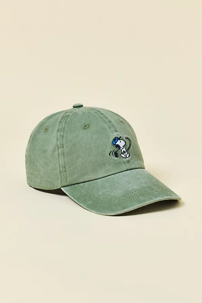 Peanuts Snoopy Embroidered Icon Washed Dad Hat In Light Green At Urban Outfitters