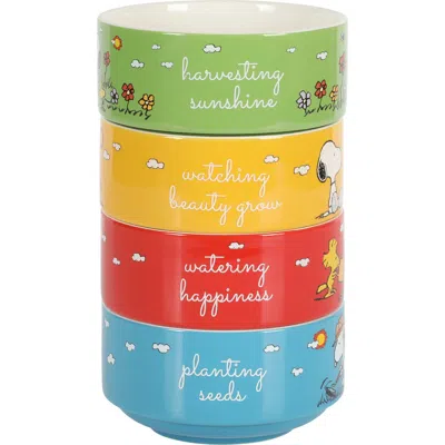Peanuts Snoopy's Garden Patch Stackable Stoneware Bowl Set In Multi