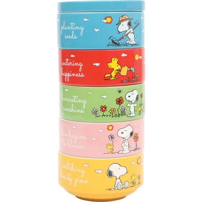 Peanuts Snoopy's Garden Patch Stackable Stoneware Bowl Set In Multi